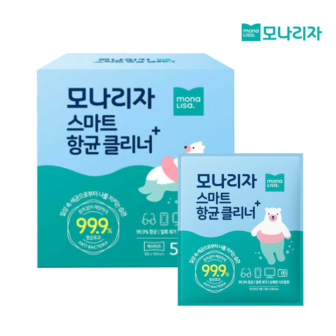 ★99.9% 항균효과★ 모나리자 스마트 항균 클리너(50매) 1개